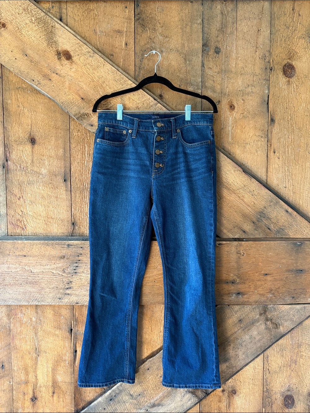 J. Crew Factory Dark Blue High-Rise Flare Jeans